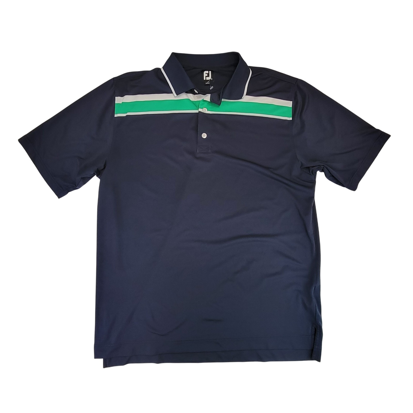 Footjoy Fj Golf Polo Shirt Mens Navy Green White Performance Polo Shirt Xl